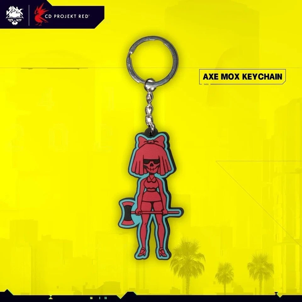 Official Cyberpunk 2077 Axe Mox Keyring – CD Projekt Red x JINX Rubber Keychain