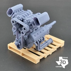3D printed Twin Blower Firepower model engine with Hilborn Hats 1:24-1:8 scale - Picture 1 of 3