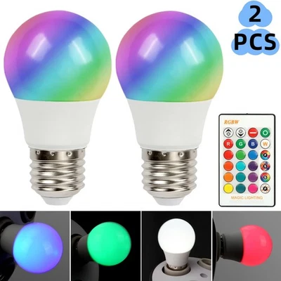 2PCS E26 RGB RGBW LED Light Bulb Multicolor Changing Magic Lamp w/Remote Control - Image 1 of 4