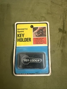 Vintage magnetischer Metall Schlüssel Spind Behälter klein rechteckig schwarz weiß Versteck - Bild 1 von 4