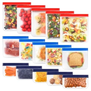 15 Packs Reusable Food Storage Bags, Freezer Bags, Snack Bags, Sandwich Bags,... - Picture 1 of 7