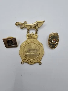 Hejaz Crown of Honor Shriners Medal with 2 Pins Lot of 3 - Picture 1 of 4