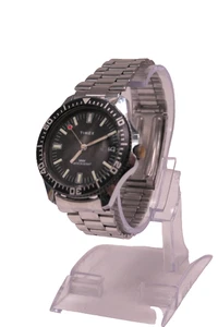 TIMEX 1980 SPORT DIVER DATE MECHANICAL WIND UP MEN'S SS BRACELET WATCH - Picture 1 of 11