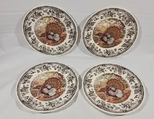 4 Queens Majestic Beauty Turkey Salad Plates 8" Set England Classic - Picture 1 of 16