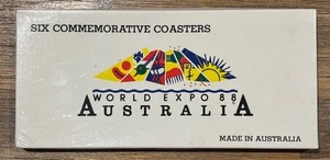 World Expo 88 Brisbane 6 Commemorative Coasters-Boxed-Expo by Day-Collectable - Picture 1 of 7