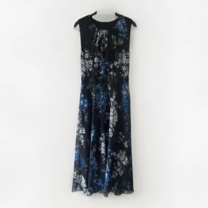Hobbs Women's Floral Blue Chiffon Fit & Flare Dress UK10 - Picture 1 of 4