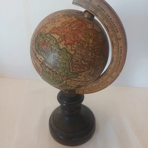 Vintage Old World Mini Globe Italian Hancrafted Wooden Base 4"diameter 9" Tall - Picture 1 of 10