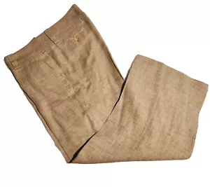 Gunex 4 Bergdorf Goodman Linen Blend Brown Wide Leg Dress Pants Size 8 Lux - Picture 1 of 14