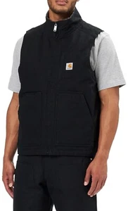Carhartt Mens LARGE Loose Fit Duck Sherpa Lined Mock Neck Vest OV4277-M Black - Picture 1 of 2