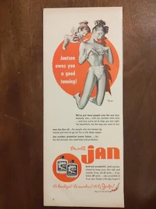 Anuncio impreso al óleo Jantzen Sun 1946 vintage, ¡Jantzen te debe un buen bronceado! - Imagen 1 de 1