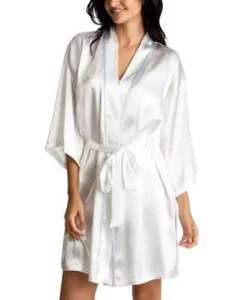 Linea Donatella 'Mrs' Satin Wrap Bridal Robe ONLY- Ivory/Blue - Size M - BDS090 - Picture 1 of 4