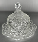 Avon Fostoria Cut Crystal Round Dome Covered Butter Dish Cheese Ball Keeper 1973