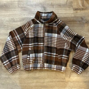 Kleine Hyfve karierte Damenjacke mit Reißverschluss braun Herbst  - Bild 1 von 3