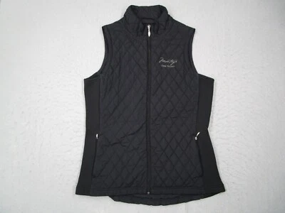 Straight Down Vest Women Black Full Zip Diamond Quilted Montage Deer Valley Golf - Image 1 of 4
