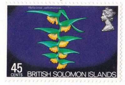 Estampilla MH con tema de orquídea 45c Islas Salomón Británicas 1972-73 Foto 1 de 2