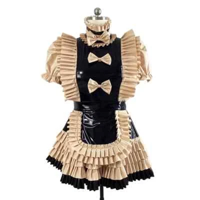 Lockable French Puff Short Sleeve Bow Maid Party Dresses Pleated Maid Uniforms - Image 1 of 4