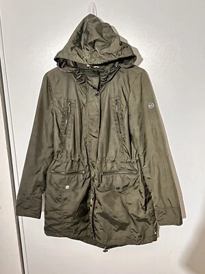 Michael Kors Women's Trench SZ S Cinched Waist Hooded Rain Coat Green Olive - Image 1 of 4