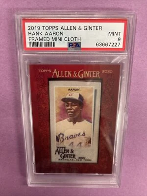 2019 Topps A & G Hank Aaron FRAMED MINI-CLOTH 03/10 PSA 9 MINT #7227 - Image 1 of 3