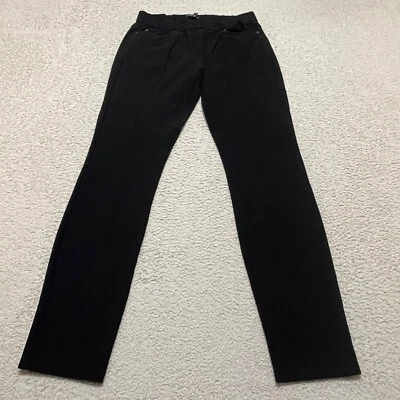 Pantalones de vestir Eileen Fisher XS para mujer negros lisos acanalados ajustados lavado oscuro tiro medio Foto 1 de 4