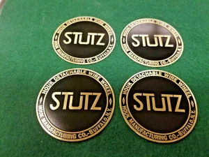 STUTZ Houk Wire Wheel Hubcap Medallion Acid Etched Brass Set of 4 - Picture 1 of 3