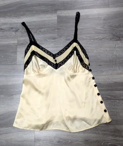 MILLY 100% Silk Cami Tank Lace Straps Side Buttons Chic Elegant Romance Size 2 - Picture 1 of 9