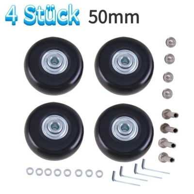 4 Stück Gepäck Koffer Ersatz Räder Achsen OD 50mm Reparatur Mute Gummi Rollen DE - Bild 1 von 4