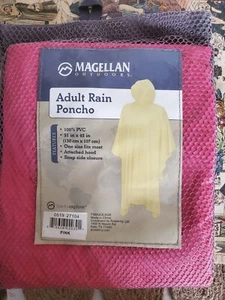 Magellan Outdoors Adult Rain Hooded Poncho (Unisex, Pink, PVC) 51" x 42" - Picture 1 of 1