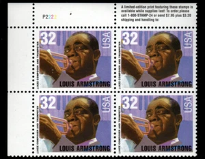 ALLYS STAMPS US Plate Block Scott #2982 32c Louis Armstrong [4] MNH F/VF [STK] - Picture 1 of 1