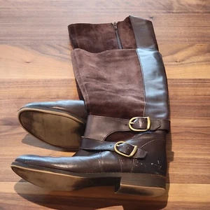 Lucky Brand Sz 8.5 Brown Leather Suede ZOSHA Harness Tall Equestrian Riding Boot - Picture 1 of 7