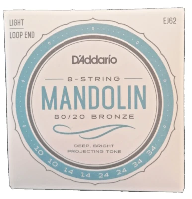 D'Addario Corde Mandolino Light 10-34 EJ62 Mandolin 80/20 Bronze String Muta 8 - Immagine 1 di 4