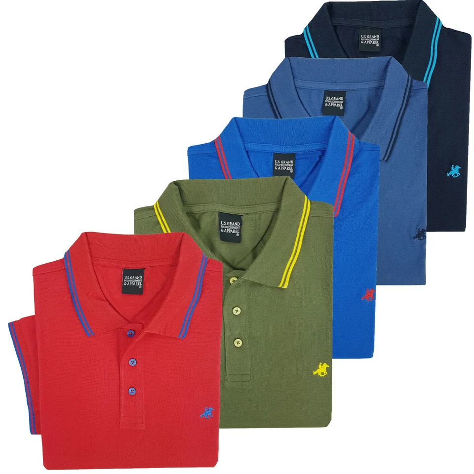 Polo Uomo Manica Corta 100% Cotone Taglie Forti U.S. GRAND POLO 3XL 4XL 5XL 6XL - Imagen 1 de 2