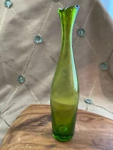 Vaso bottiglia oscillante alto 11" Blenko 64B - verde oliva - Foto 1 di 7