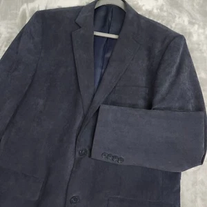 Jones New York Mens Corduroy Blazer Sport Coat 42L Navy Blue Fine Ribbed Preppy - Picture 1 of 11