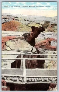 1920's LAVA FISSURE VOLCANO KILAUEA HAWAII TERRITORY ISLAND CURIO CO POSTCARD - Picture 1 of 2