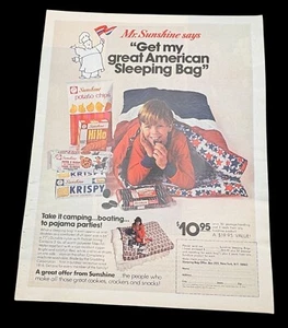 Sunshine Cookies and Crackers Vintage Print Ad 70s Sleeping Bag Mail in Offer - Picture 1 of 6