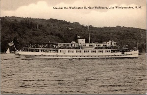 Vtg Steamer Mt Washington II near Wolfeboro Lake Winnipesaukee NH 1940s Postcard - Picture 1 of 2