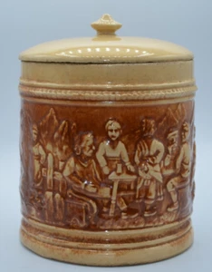 1920 Hull Alpine Pretzel Jar Yellow Ware High Relief Scene Pottery w/Lid H 492 - Picture 1 of 24