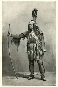 Choctaw Indian Theatre Costume Edwin Forrest as METAMORA, 1892 wood engraving - Picture 1 of 5