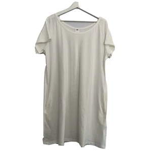 Women's Loose Casual White Mini Dress Summer Basic Long Shirt With Pocket 20-22 - Picture 1 of 7