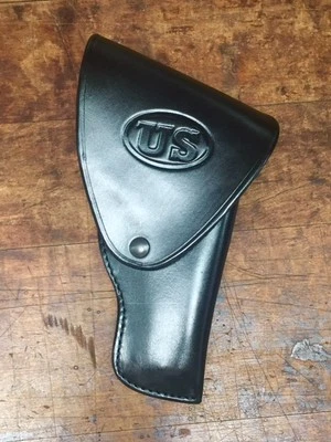 Colt 1911 and Clones Black Leather Flap Holster with US logo #7096 - Image 1 of 2