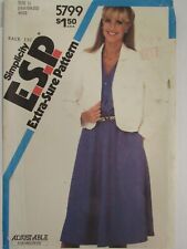 VTG 82 SIMPLICITY 5799 MS/MP Flared Pullover Dress & Jacket PATTERN 16-18-20 UC