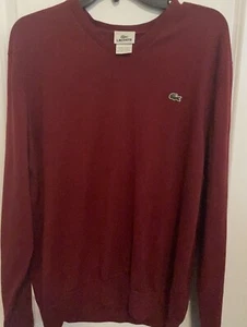 Lacoste Herren Pullover Gr. 7 -XXL Rot V-Ausschnitt 100% Baumwolle Langarm Pulli - Bild 1 von 8