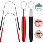 4 x Stainless Steel Tongue Tounge Cleaner Scraper Dental Hygiene Oral Mouth Care