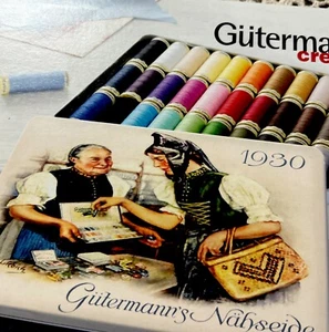 Gutermann Nostalgic Boxed Tin Set Sew-All Thread 100m, 30 Assorted Shades - Picture 1 of 5