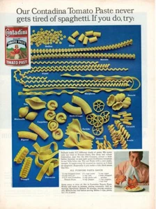 Vintage advertising print Food Contadina Tomato Paste different Kinds of Pasta - Picture 1 of 1