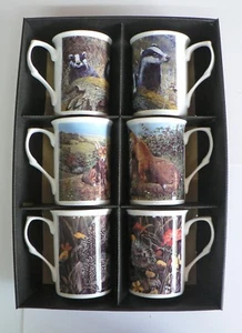 Wildlife Bone Porzellantassen - 6er Set Geschenkverpackung - je 2 Dachs, Fuchsigel - Bild 1 von 1