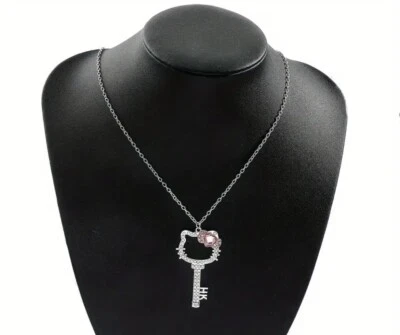 Collar Hello Kitty HK Rosa Corazón Cristal Joyería NUEVO Foto 1 de 4