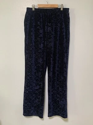 Pantalones Marc New York para mujer pequeños azules Andrew Marc terciopelo floral tiro alto Foto 1 de 4
