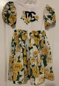 Dolce & Gabbana Girls Yellow Rose Floral Dress NWT Sz 10 - Picture 1 of 23