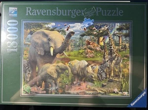 RAVENSBURGER AT THE WATERHOLE 18000 PIECE JIGSAW PUZZLE: NEW AND FACTORY SEALED - Picture 1 of 11